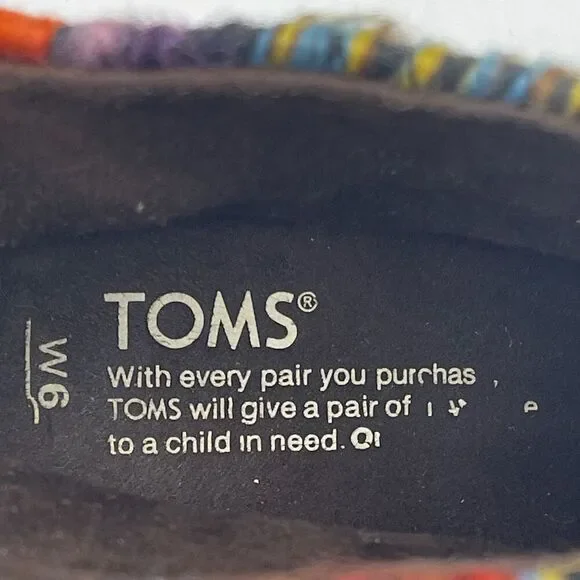 TOMS Ankle Boots Women's 6 Chocolate Brown Leila Suede Shoes Striped Tassel EUC‎ - Picture 6 of 16